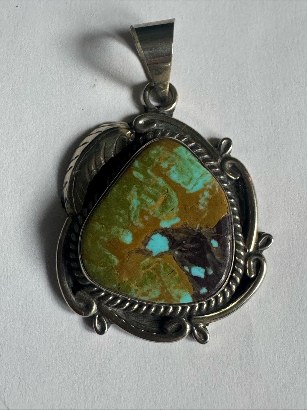 Stamped Mexico SS Royston Turquoise pendant Vintage